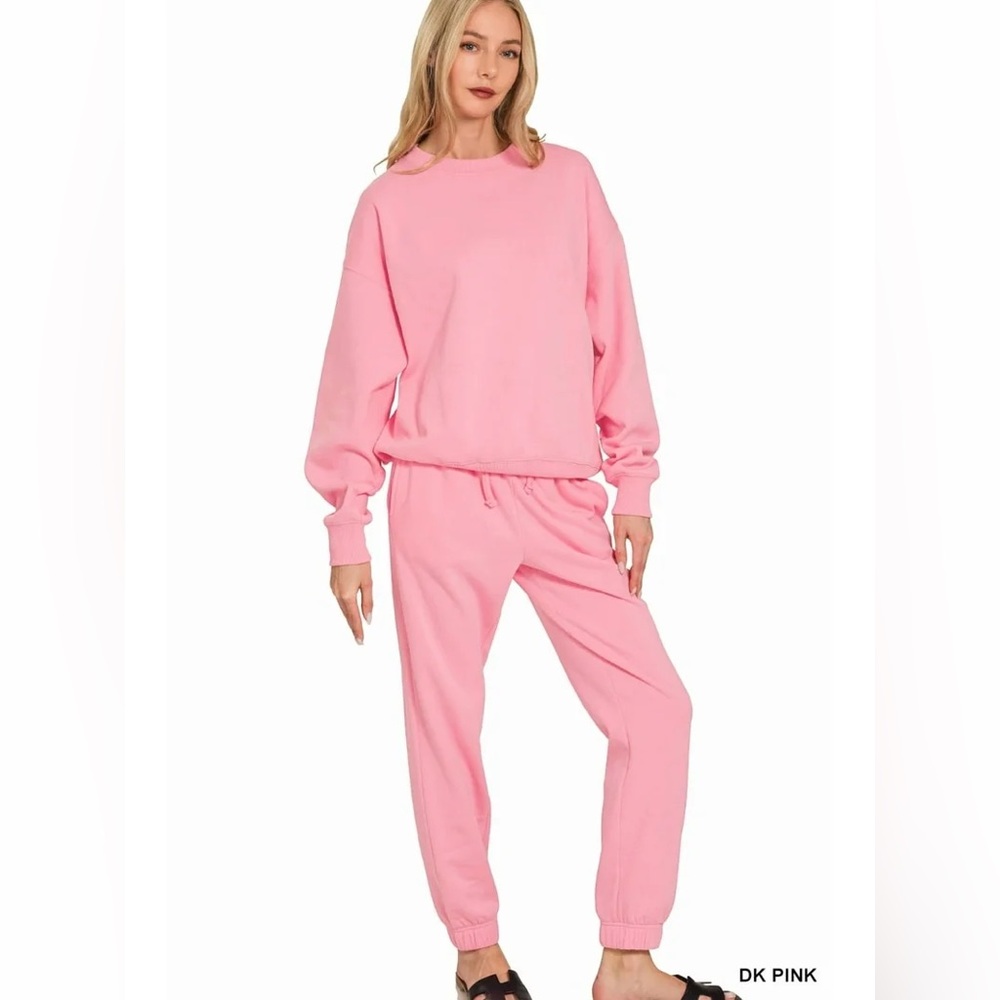 Zenana Outfitters Pink Sweatshirt and Joggers Set NEW